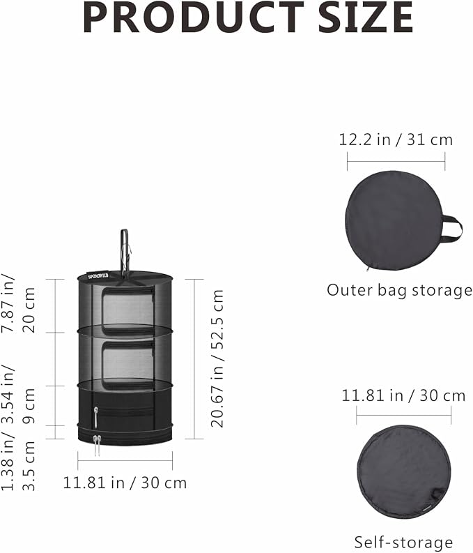 Herb Drying Hanging Mesh Rack - 1ft Diameter 3 Layer - Image 2