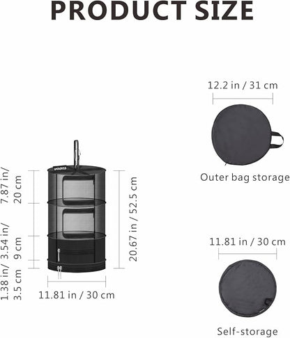 Herb Drying Hanging Mesh Rack - 1ft Diameter 3 Layer - Image 2