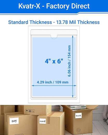 20 PCS Clear Self Adhesive Plastic Label Pockets, Top Loading Business & - Image 2