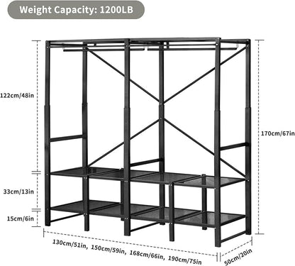 Portable Closet Rack Heavy-Duty Foldable Garment Racks - Image 7