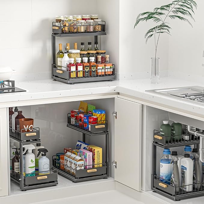 Under Sink Organizer Kitchen, 2 Tier Under Sink Organizers and Storage - Image 9