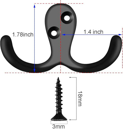 IBosins 28 Pack Heavy Duty Double Prong Coat Hooks Wall Mounted - Image 2