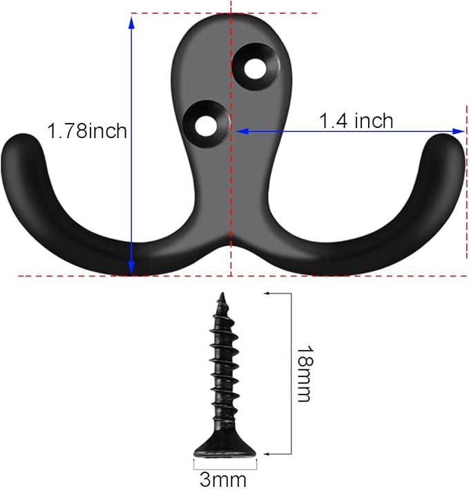 IBosins 16 Pack Heavy Duty Double Prong Coat Hooks Wall Mounted - Image 2
