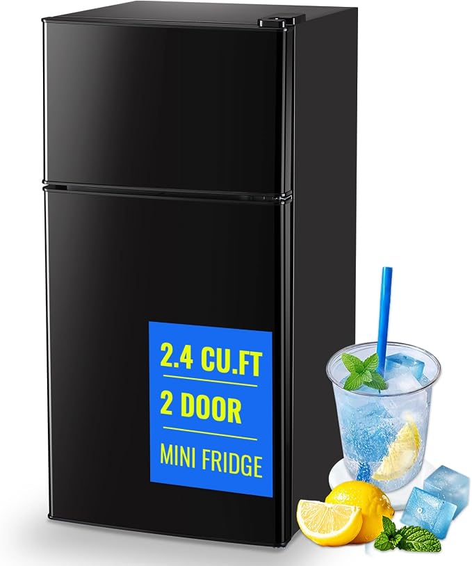 2.4 Cu.ft Mini Fridge Dual Door Small Refrigerator by TACOOL