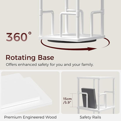 MAHANCRIS 5-Tier Rotating Bookshelf, Freestanding Corner Bookshelf, 360° - Image 6