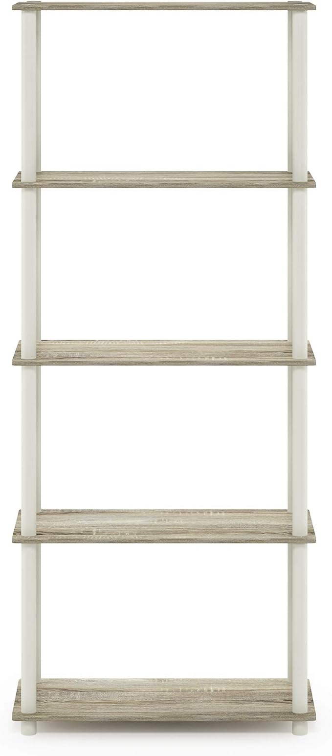 Furinno TURN-N-TUBE Storage Shelves, 5-Tier Book Shelf, Corner Shelf, Toolless - Image 7