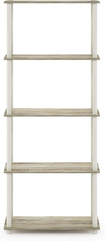 Furinno TURN-N-TUBE Storage Shelves, 5-Tier Book Shelf, Corner Shelf, Toolless - Image 7