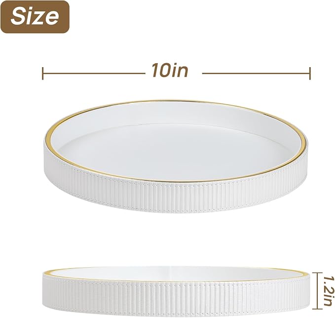 Round Decorative Tray for Coffee Table Decor, PU Leather Coffee Table Tray - Image 7