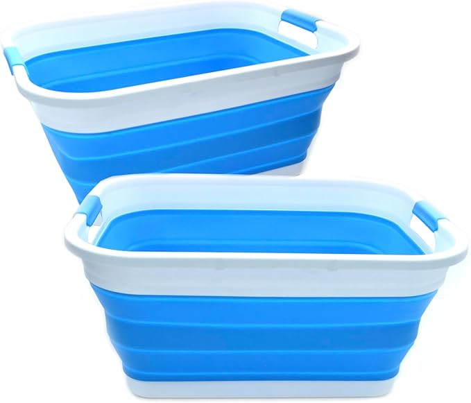 SAMMART Set of 2-41L Collapsible Plastic Laundry Basket-Pop Up Storage by SAMMART