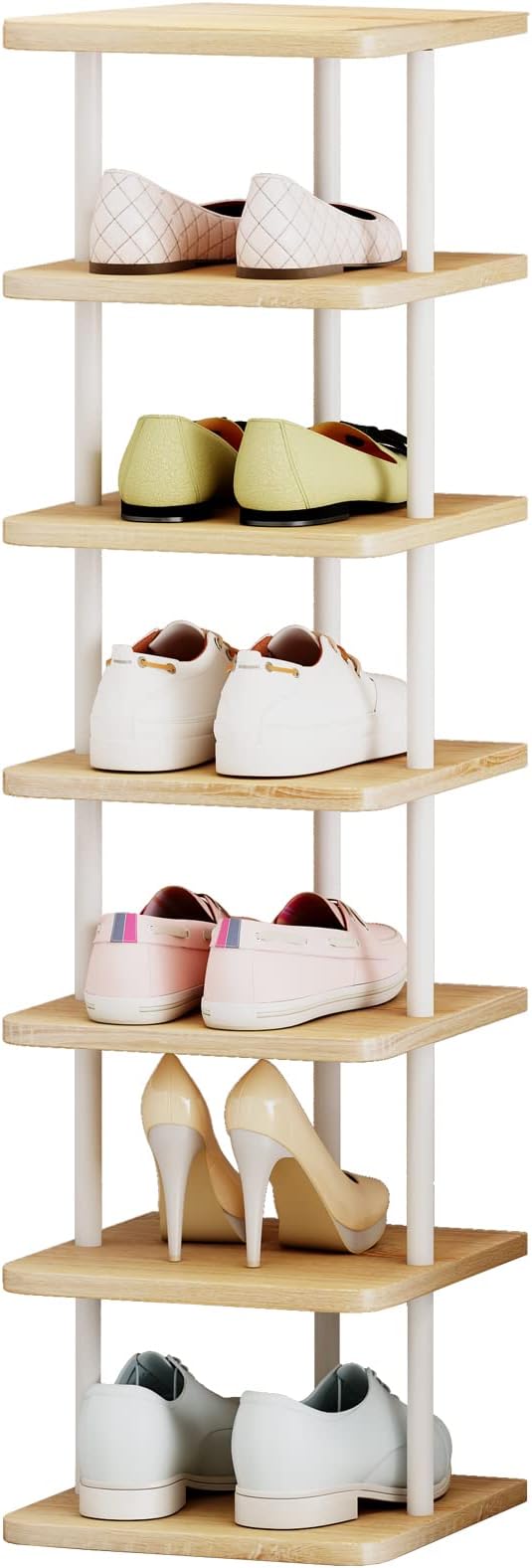 AZERPIAN Shoe Rack 7 Tier Vertical Storage Organizer Narrow Metal Slim Shelf by AZERPIAN