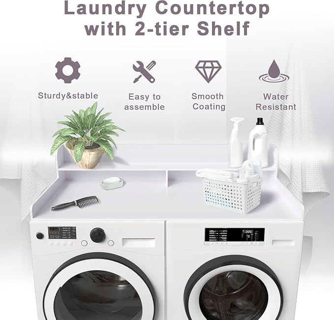 2-Tier Washer and Dryer Countertop Shelf, Laundry Room Storage & Organization - Image 4