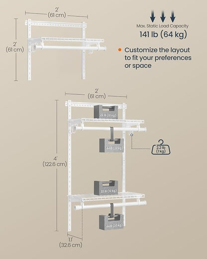 SONGMICS HOME Closet System, Closet Insert Organizer, 2 ft, Adjustable Metal - Image 3