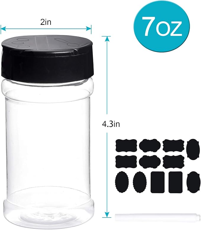 Spice Bottles, Dabacc 20Pcs 7oz Clear Plastic Container Jars - Image 3