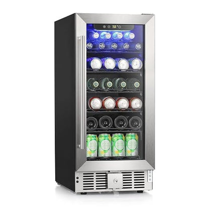 COWSAR Wine Fridge 15inch Beverage Refrigerator 2.9 Cu.Ft. Freestanding or by COWSAR