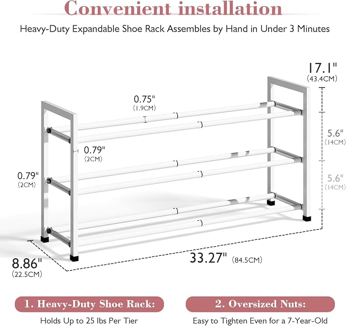 Bumusty 3-Tier Expandable Shoe Rack - Image 3