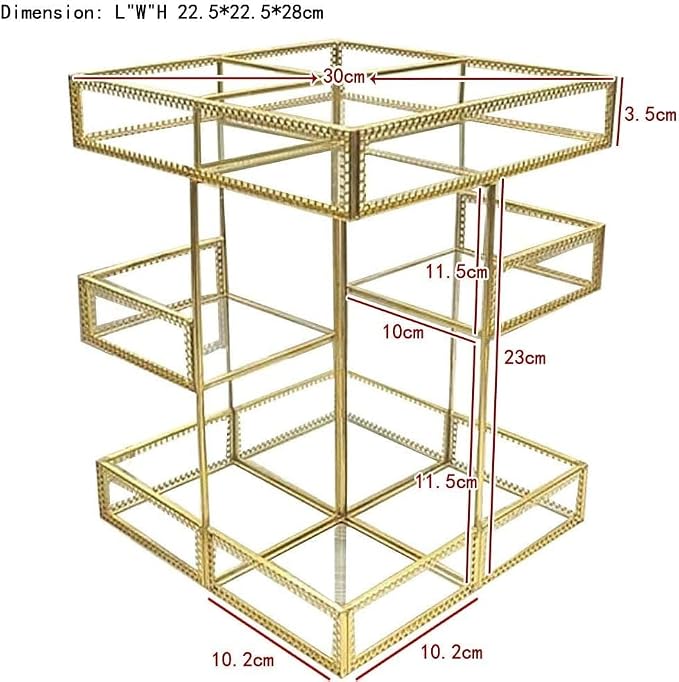 4-Tier Golden 360 Degree Rotation Cosmetic Organizer -Premium Spinning Perfume - Image 3