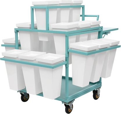Flower Display Stand Cart With 18 Buckets Plant Rack Storage Organizer with - Image 8