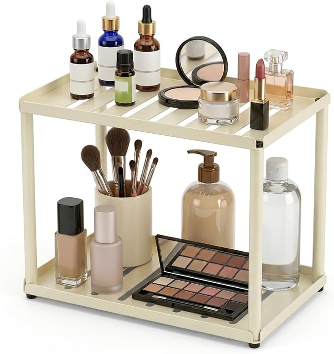 2 Tier Bathroom Counter Organizer, Rectangular Vanity Organizer Shelf, Skincare by Unknown