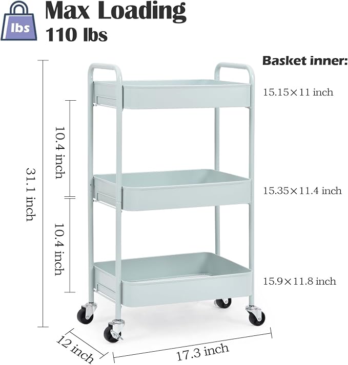 TOOLF 3-Tier Rolling Cart - Image 2
