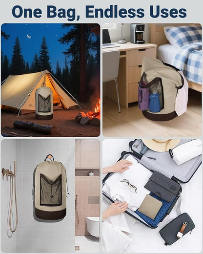 Laundry Bag with Shoulder Straps and Mesh Pocket Laundry Backpack Large - Image 7
