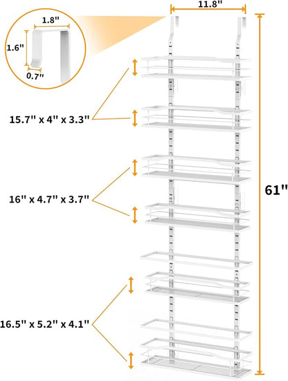 Moforoco White 6-Tier Over Door Pantry Organizer, Pantry Organization Storage - Image 2