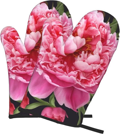 Oven Mitts Set of 2 Garden Peony Oven Glove Heat Resistant 500â„‰ Kitchen Oven by Unknown
