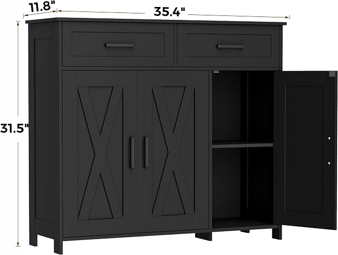 Homhedy Sideboard Buffet Cabinet, Coffee Bar Storage Cabinet - Image 2