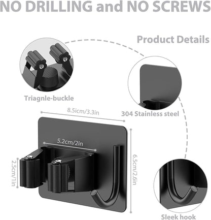 homeasy Mop Broom Holder No Drill, Mop Broom Organizer Wall Mounted Heavy Duty - Image 4