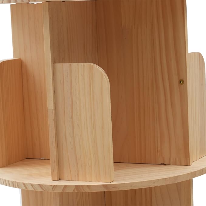 5-Tier Rotating Solid Wood Bookshelf - Image 5