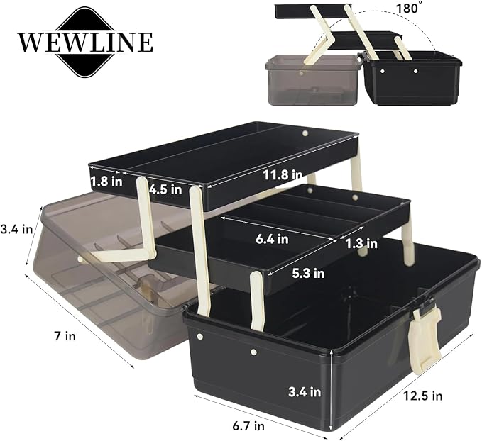WEWLINE 13-Inch Art Storage Box 3-Layers Plastic Storage Box - Image 2