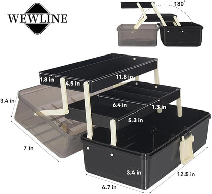 WEWLINE 13-Inch Art Storage Box 3-Layers Plastic Storage Box - Image 2