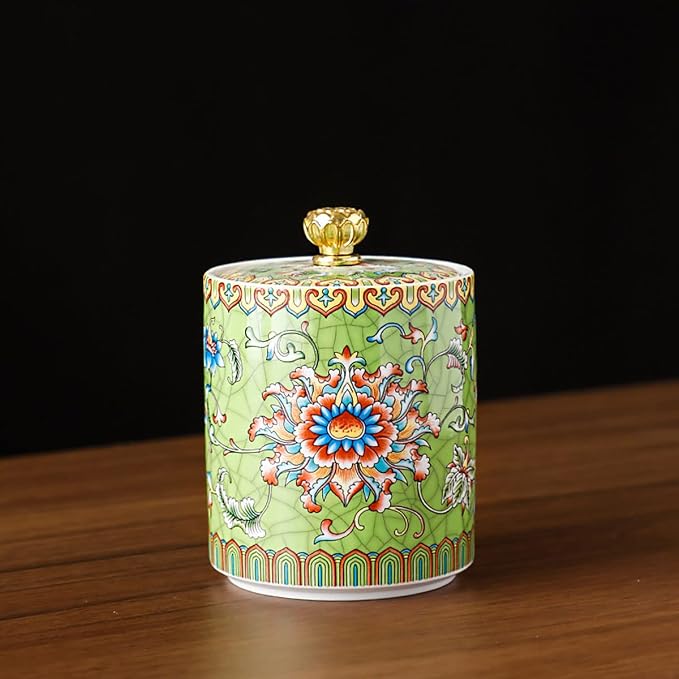 Enamel Ceramic Tea Caddy Tea Canister Tea Storage Container Tins Jar - Image 2