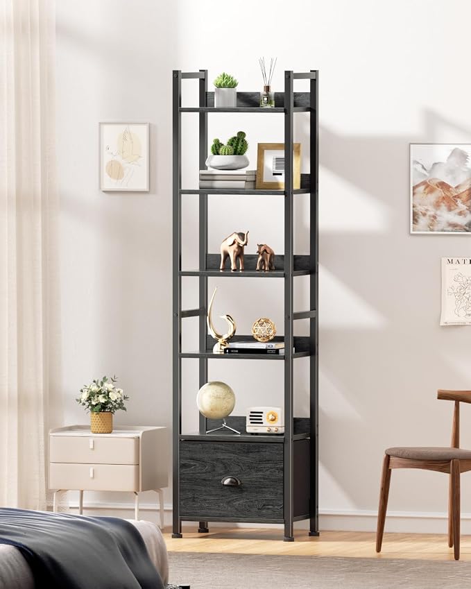 Furologee 6 Tier Bookshelf, Tall Shelf - Image 2