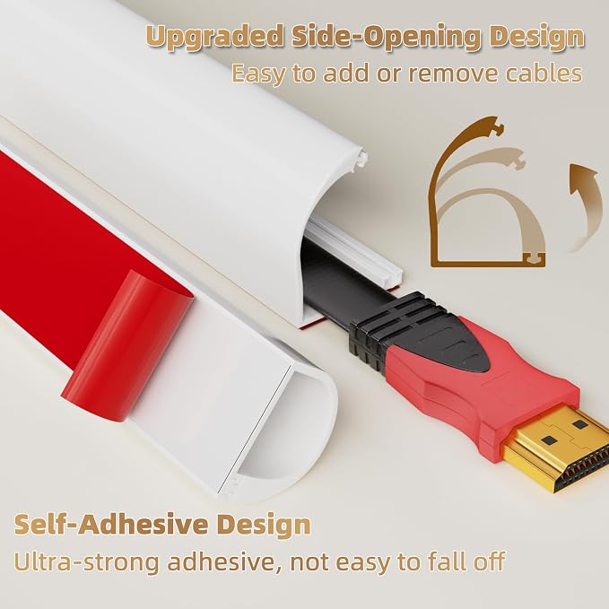 78" Side Open One Cord Hider for Wall Mounted Tv, Extension Cable Cover to Hide - Image 3