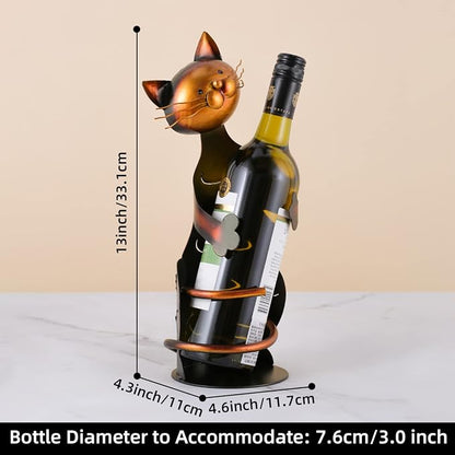Tooarts Cat Shaped Wine Holder Wine Rack shelf Metal Sculpture Practical Home - Image 2