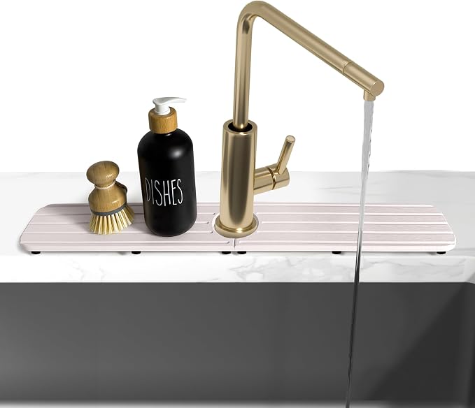 23.6inch x 4inch Kitchen Sink Faucet Mat, Water Absorbing Stone Faucet Splash - Image 4