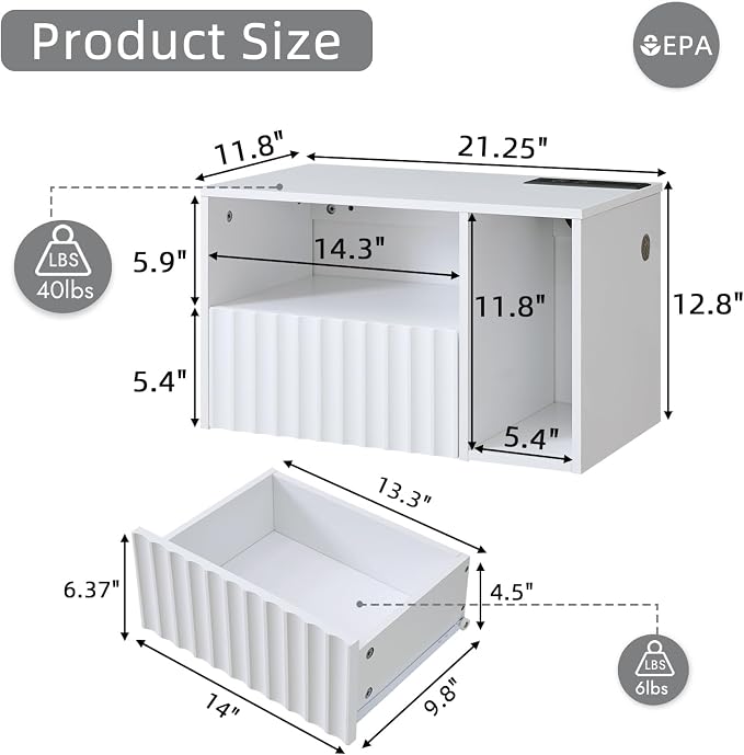 Modern Matte White Fluted Floating Nightstand - Image 2