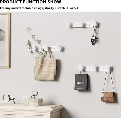 Coat Rack Wall Mount White, 3 Hooks Rack Metal Coat Hanger Wall - Image 2
