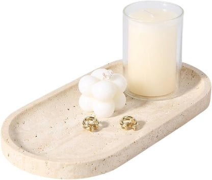 Koville Natural Marble Tray for Bathroom Counter, Vanity Tray Stone Trays for by Koville