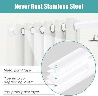 AIZESI 2PCS Shower Curtain Rod 43 to 73 Inch Adjustable No Drilling, No Slip - Image 4