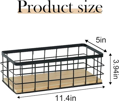 2 Pack Small Wire Baskets Farmhouse Rectangle Organizer Tray | Metal Wire - Image 2