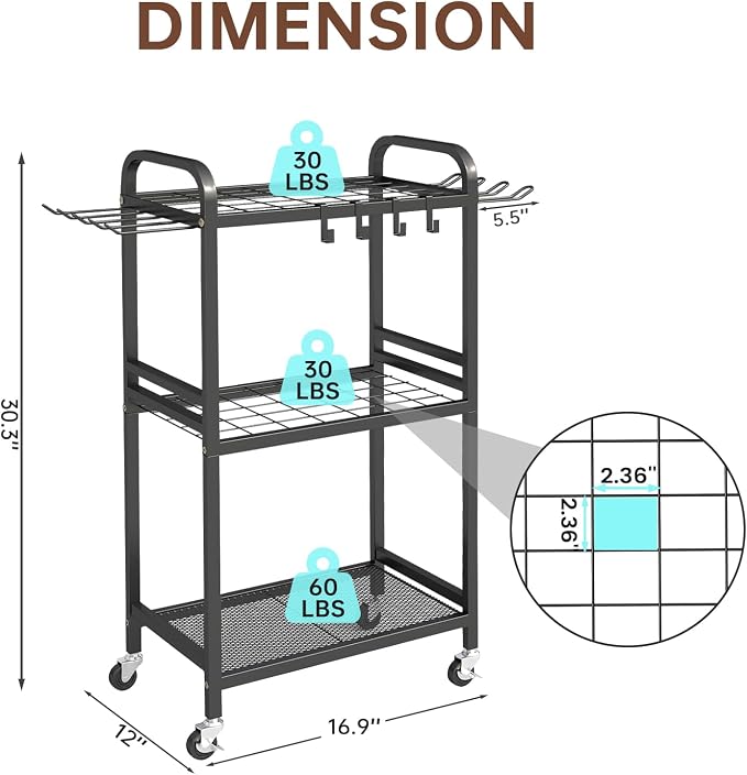 Hadulcet Garden Tool Organizer, Metal Garage Organization and Storage - Image 2