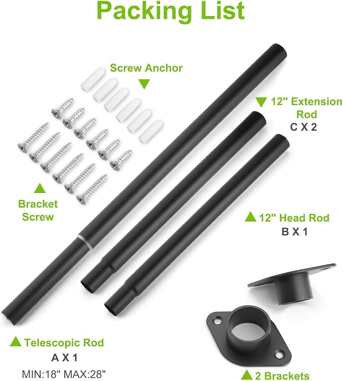 Closet Rod for Hanging Clothes, 54 to 64 Inches Adjustable Heavy Duty Closet Rod - Image 6