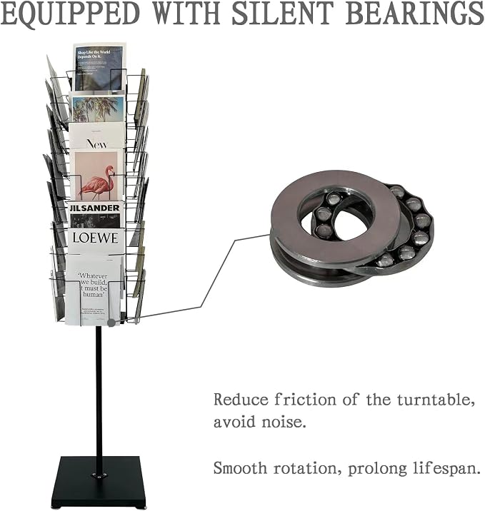 TONGMO 36-Pocket Rotating Magazine Rack Stand, Floor Spinner Display - Image 5