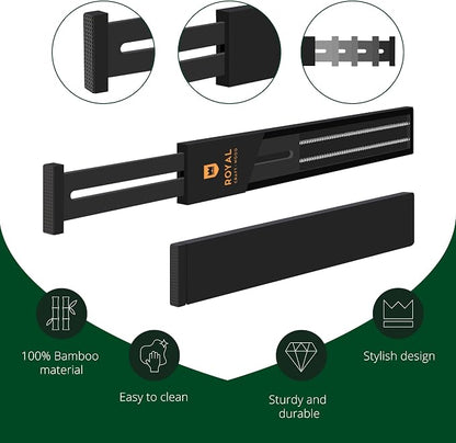 Bamboo Drawer Dividers Organizers, Adjustable Drawer Separator Splitters - Image 4