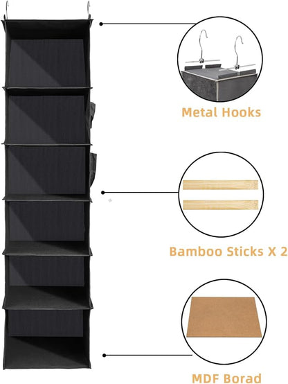 6-Shelf Hanging Closet Organizer and Storage, Collapsible Hanging Shelves - Image 4