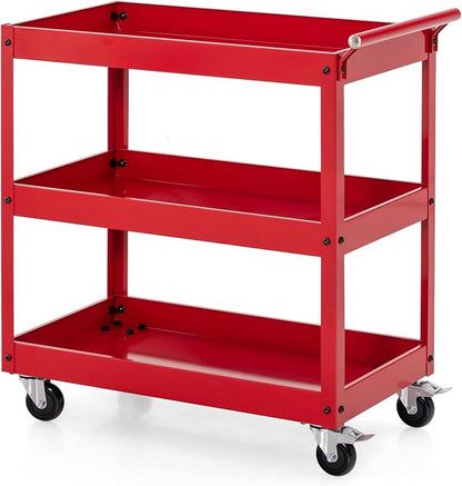 Goplus 3-Tier Utility Cart, Heavy Duty Commercial Service Tool Cart w/Lockable by Goplus