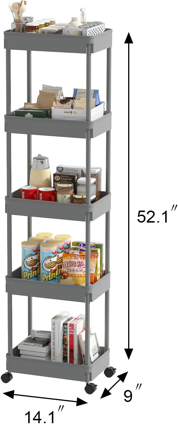 Sooyee 5-Tier Plastic Rolling Utility Cart - Image 5