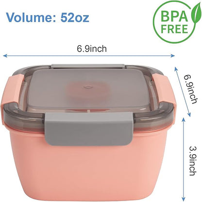 Salad Lunch Container To Go, 2 Packs 52-oz Salad Bowls to go - Image 5