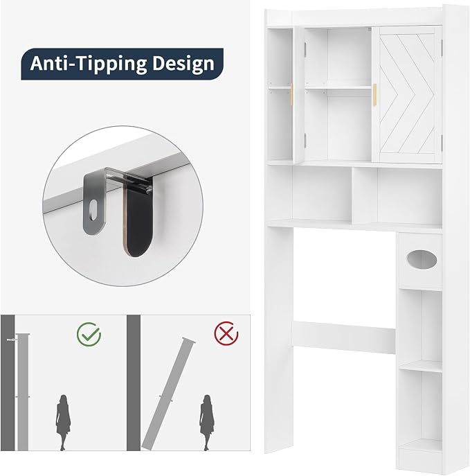 VECELO Over The Toilet Storage Cabinet, Storage Cabinet Over Toilet - Image 6
